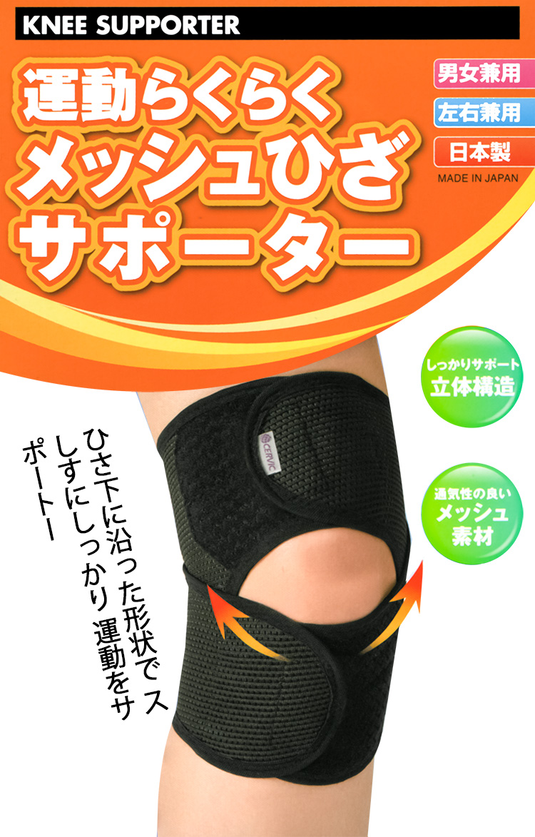 日本製三片帶網孔透氣運動膝套-M~L-1入, , large