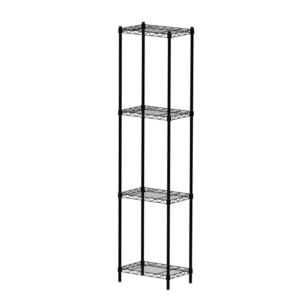 【KIWISH】43X28X180H 黑色四層架 鐵架 層架 收納架 鐵力士架 倉儲 波浪架 免工具 架子 置物架, , large