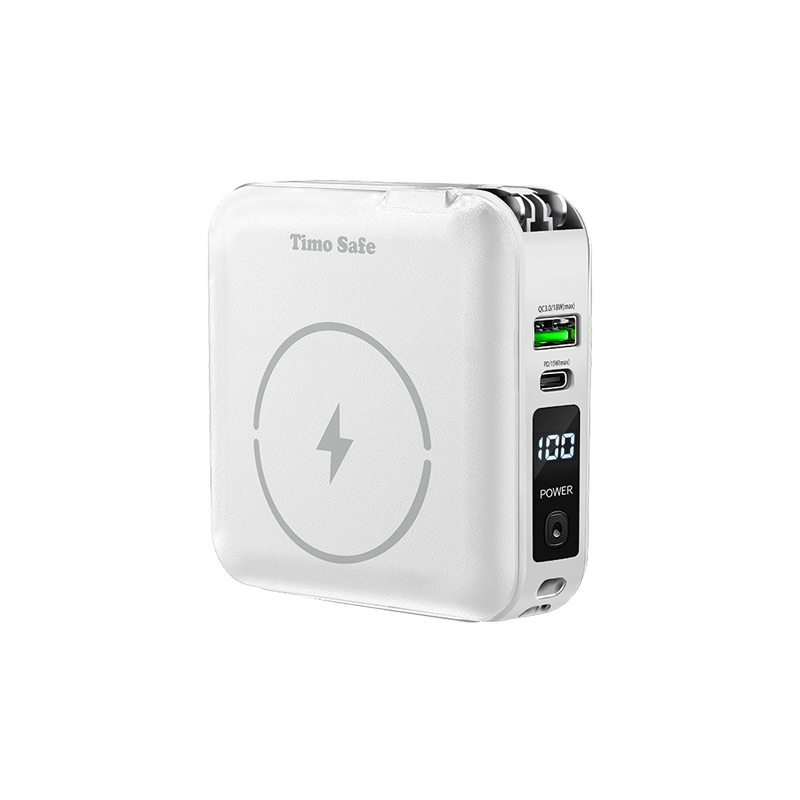 【Timo】Safe 安全防爆電芯多功能磁吸固態行動電源 12000mAh - 典雅白, , large