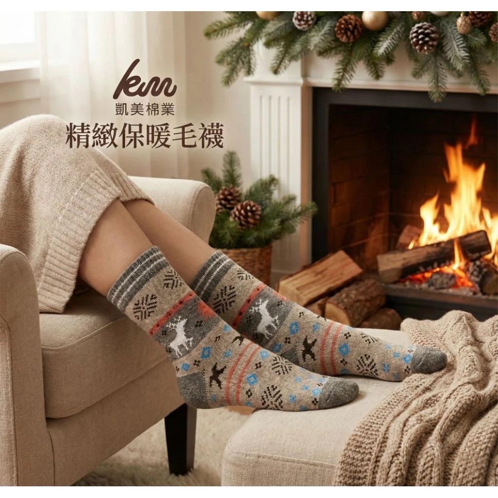 [凱美棉業]6雙組 隨機出色 冬日必備（女款）精緻保暖毛襪 防寒襪 保暖襪 毛襪 長襪 冬天襪-聖誕馴鹿款, , large