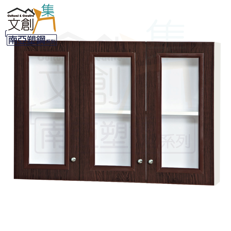 【文創集】艾羅 環保3.1尺南亞塑鋼三門吊櫃/置物櫃(客約商品), , large