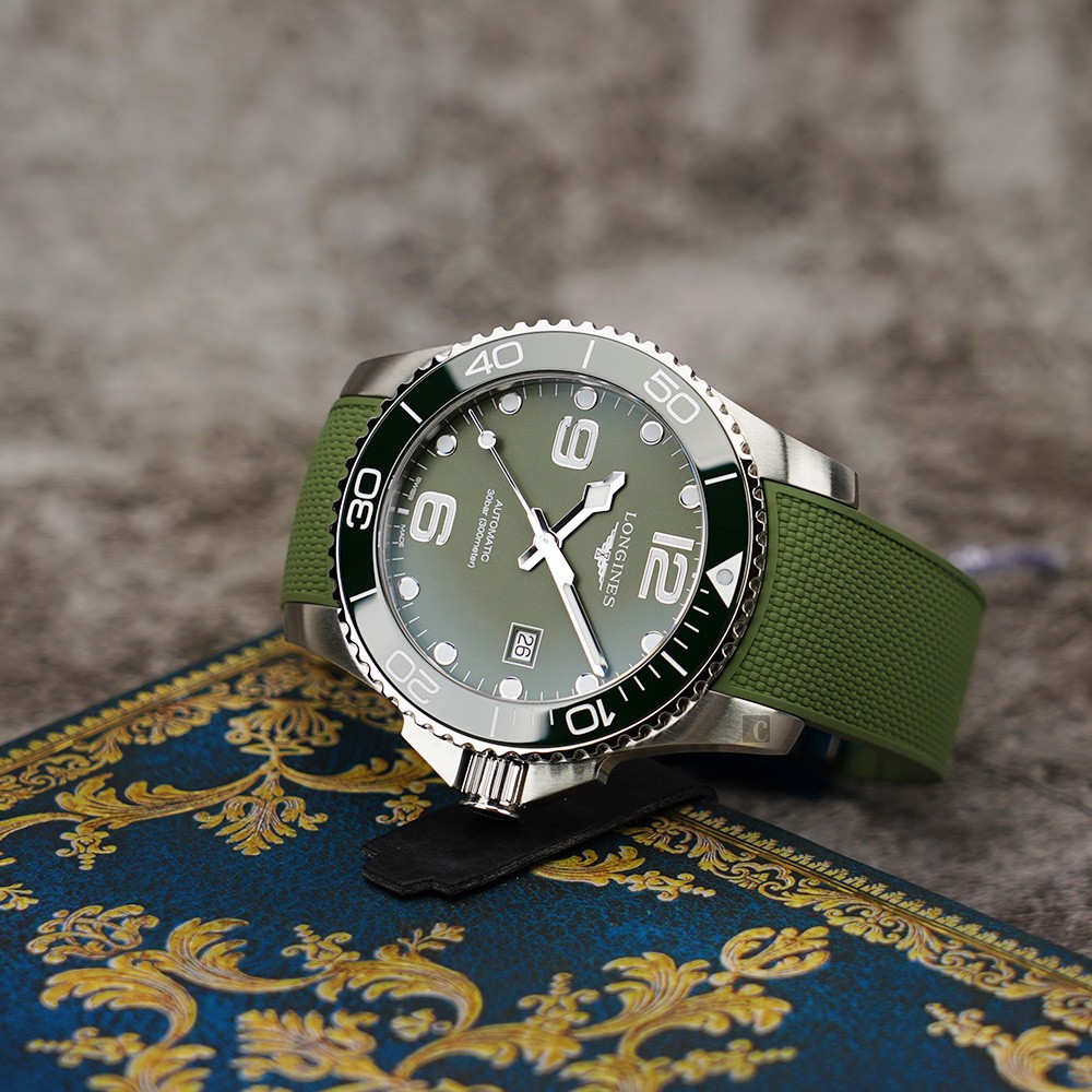 LONGINES 浪琴 深海征服者浪鬼陶瓷潛水機械錶-綠/43mm L37824069, , large