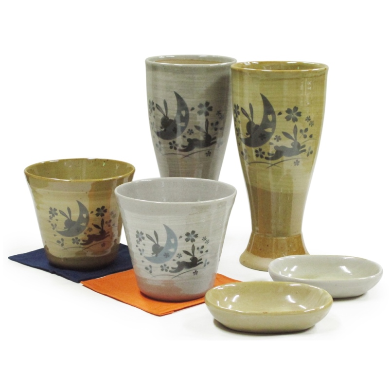 [豐名日本餐具] 六件式燒酒餐具組 月兔裂釉 / C00GP0-77, , large