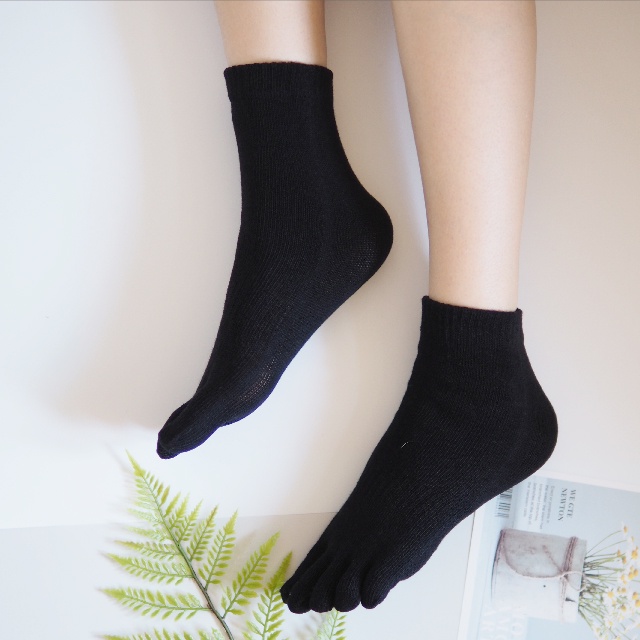 [Kaimei Cotton] 6 pairs set, black MIT made in Taiwan, antibacterial and deodorizing flat cotton toe socks, , large