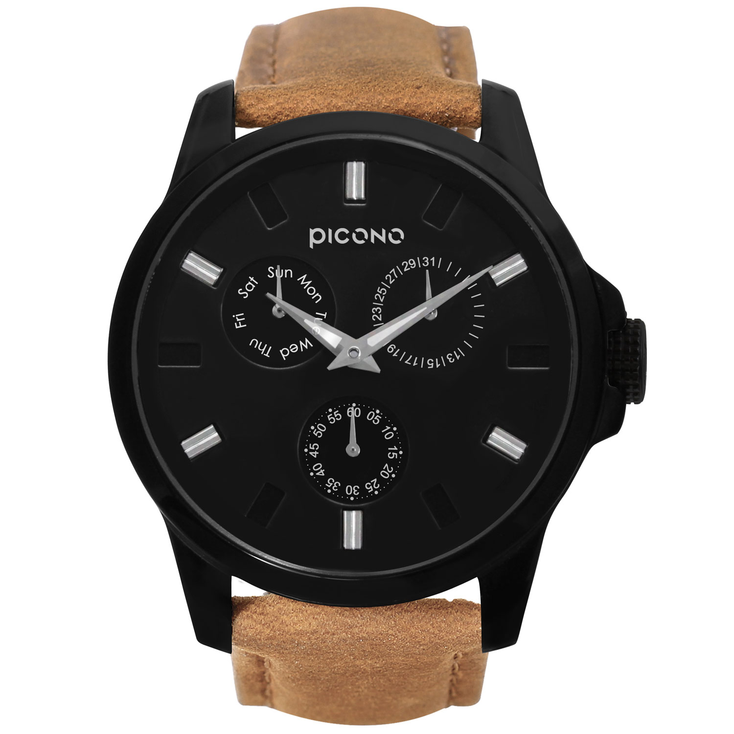 【PICONO】NO.91 collection minimalist fashion watch- Black / Leather NO-9103, , large