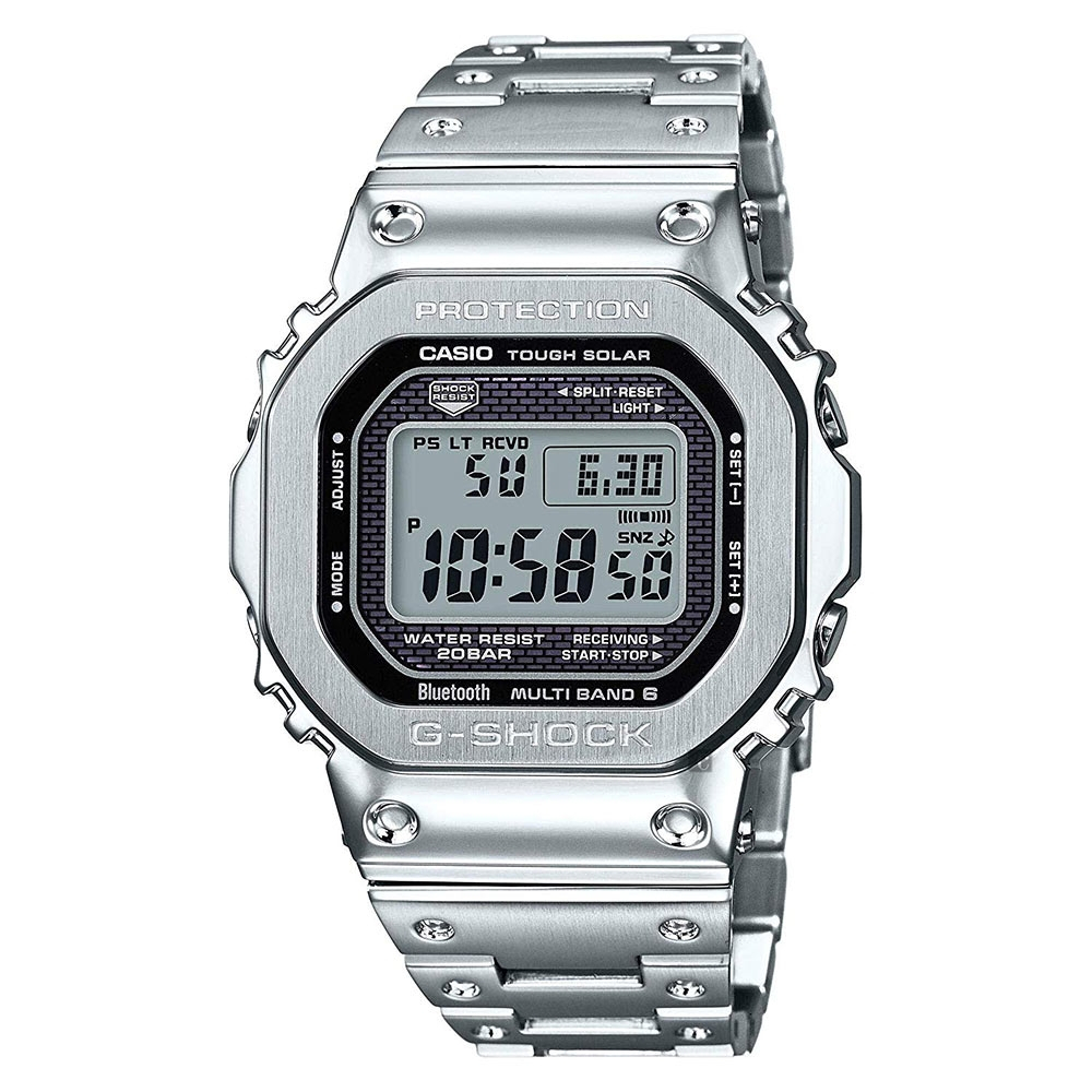 CASIO 卡西歐 G-SHOCK 全金屬太陽能電波手錶-銀 GMW-B5000D-1, , large