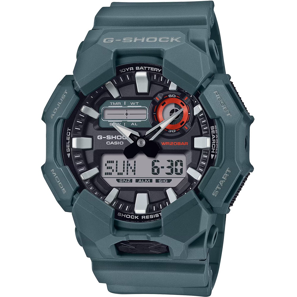 CASIO 卡西歐 G-SHOCK 10年電力雙顯手錶 學生錶 GA-010-2A, , large