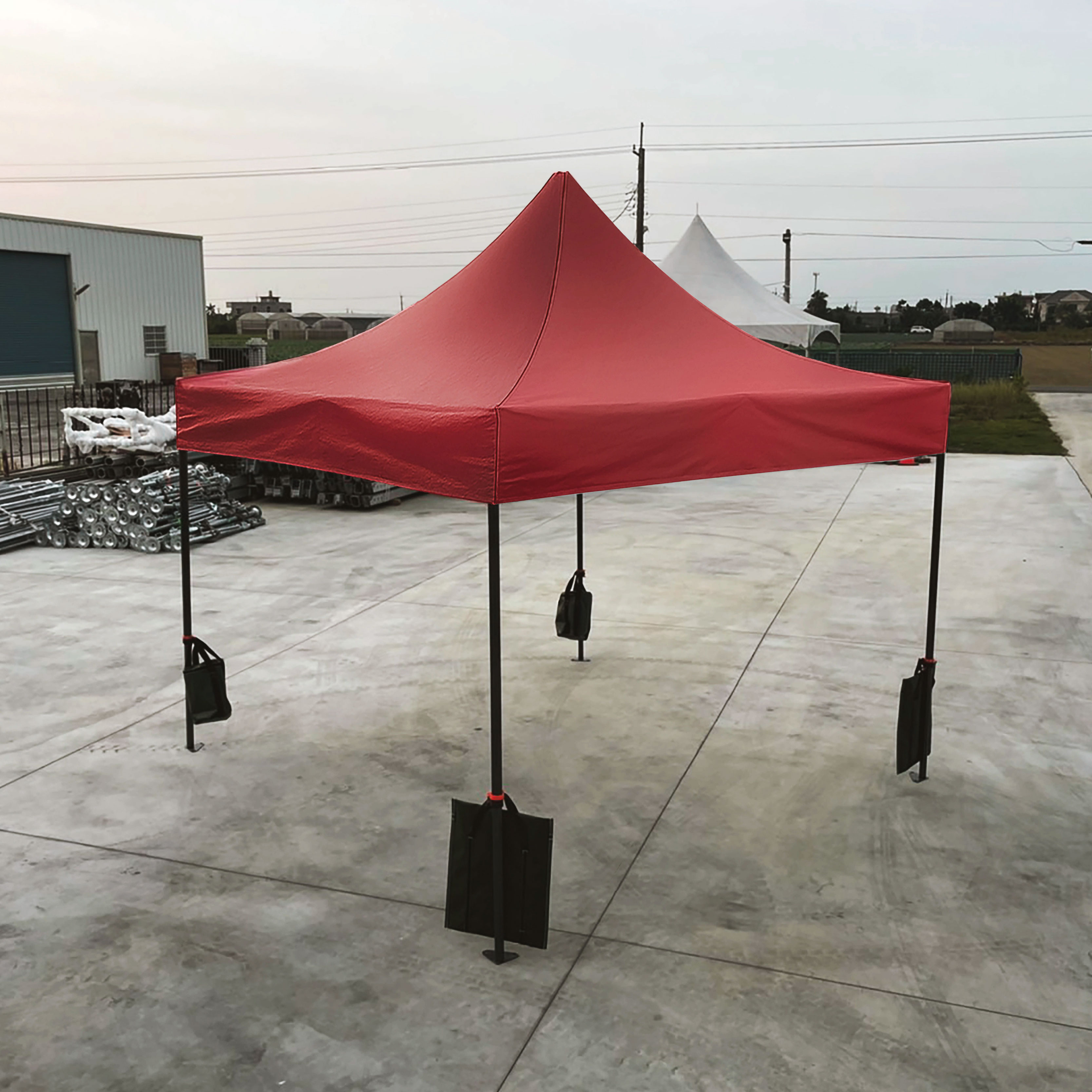 【振盛塑膠】六角快速帳（折疊式帳篷）/PVC布六角骨架/紅色, , large