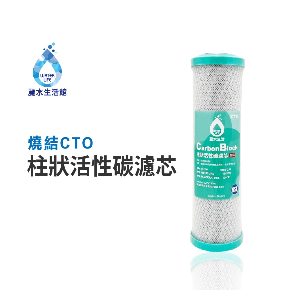 【麗水生活】燒結CTO-柱狀活性碳濾心 10吋 燒結柱狀活性碳 5000GAL 活性碳濾心 10英吋濾心 濾芯
