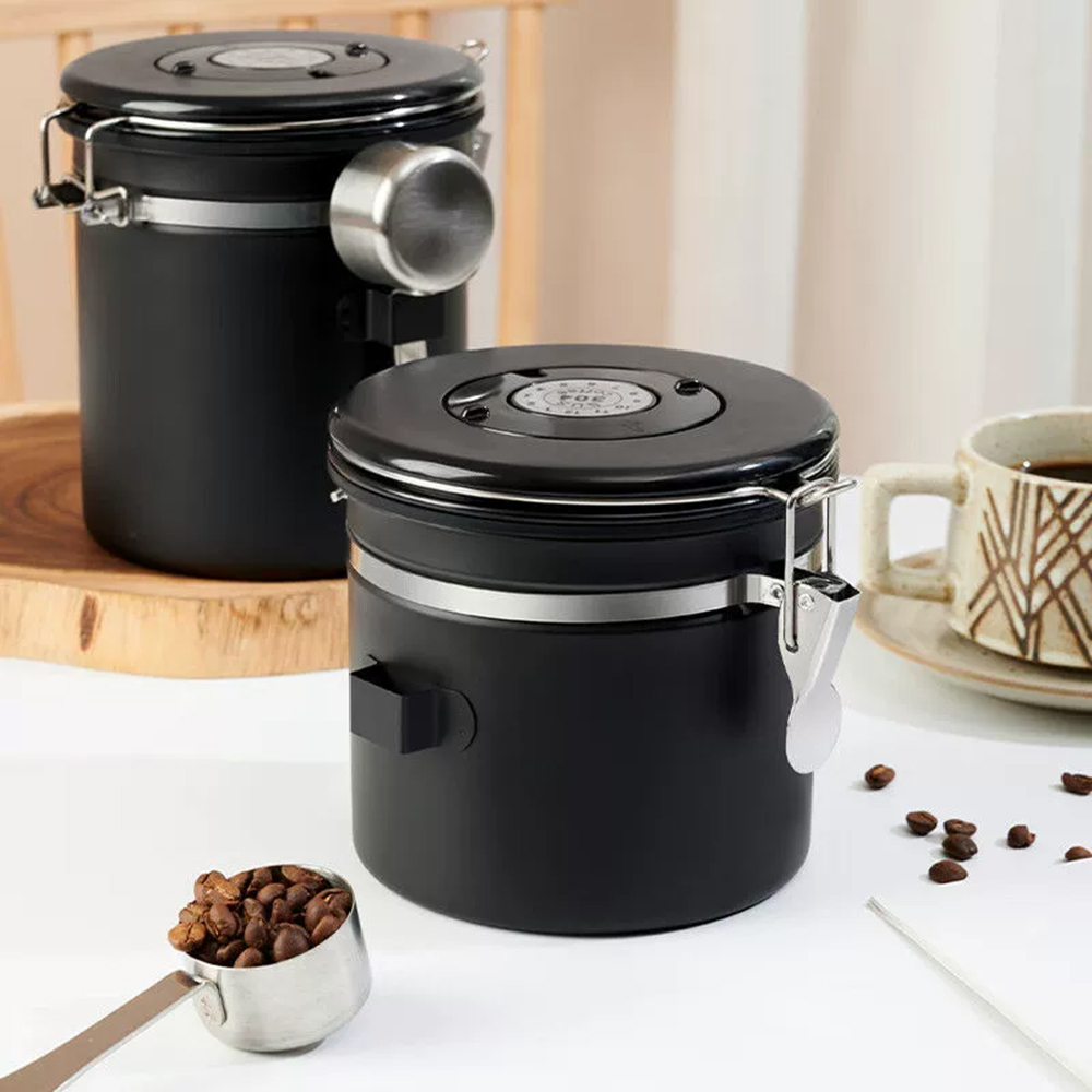 【GlassKing】GK-900L 不鏽鋼密封罐 單向排氣閥 紀錄儲放日期 咖啡豆密封罐 儲豆罐 儲物罐 附不鏽鋼豆勺, , large