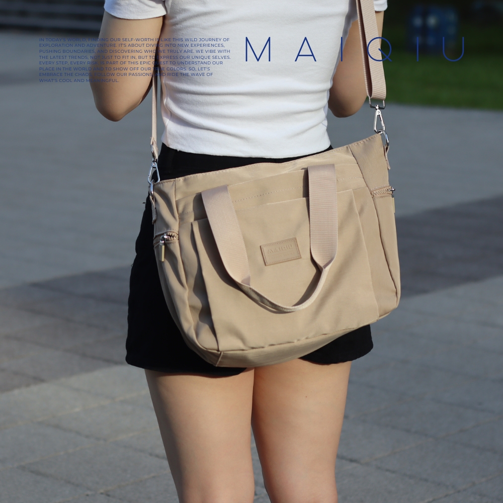 【MQ】FRIEDA 三用多層托特包 大款-奶茶色  斜紋尼龍 防潑水 耐髒耐磨 手提袋 多夾層 大容量, , large