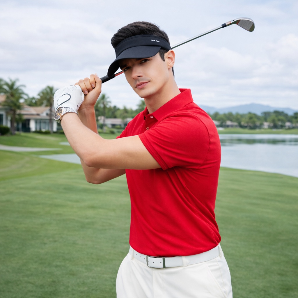 【FALALI】Short-sleeved cooling polo shirt - Men's (red), , large