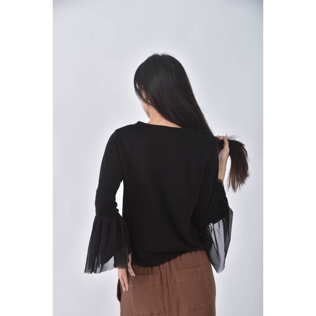 (M) maxthmall蕾絲袖黑色長袖上衣二手衣, , large