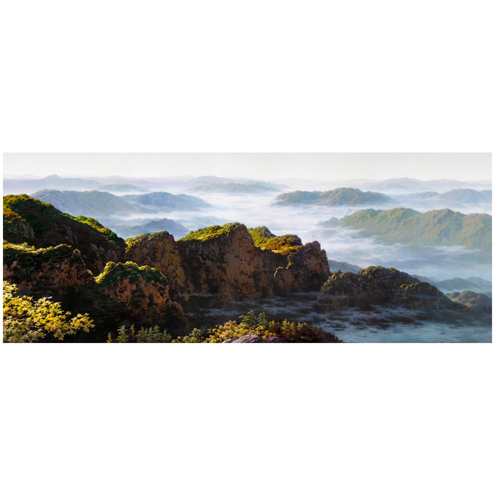 【御畫房】黃山雲海 國家一級畫師手繪油畫60×120cm(VF-53), , large
