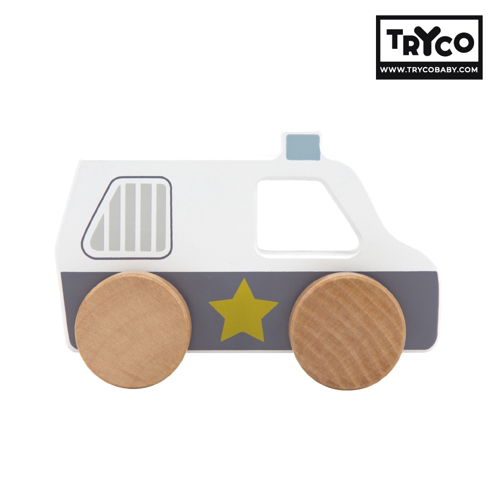 官方直營【Tryco】木質小車-警察車(同款任選購買2個以上出貨), , large