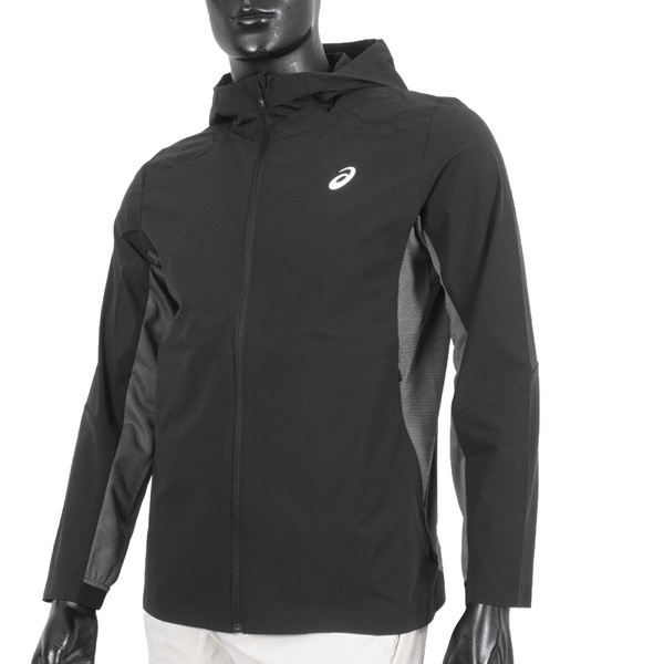 Asics Luminous 男 連帽 平織 外套 亞洲版 運動 慢跑 路跑 拉鍊口袋 黑 [2011C971-001], , large