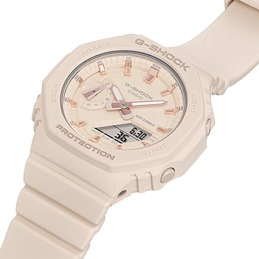 CASIO 卡西歐 G-SHOCK 奶茶色八角雙顯手錶 女錶 GMA-S2100-4A, , large