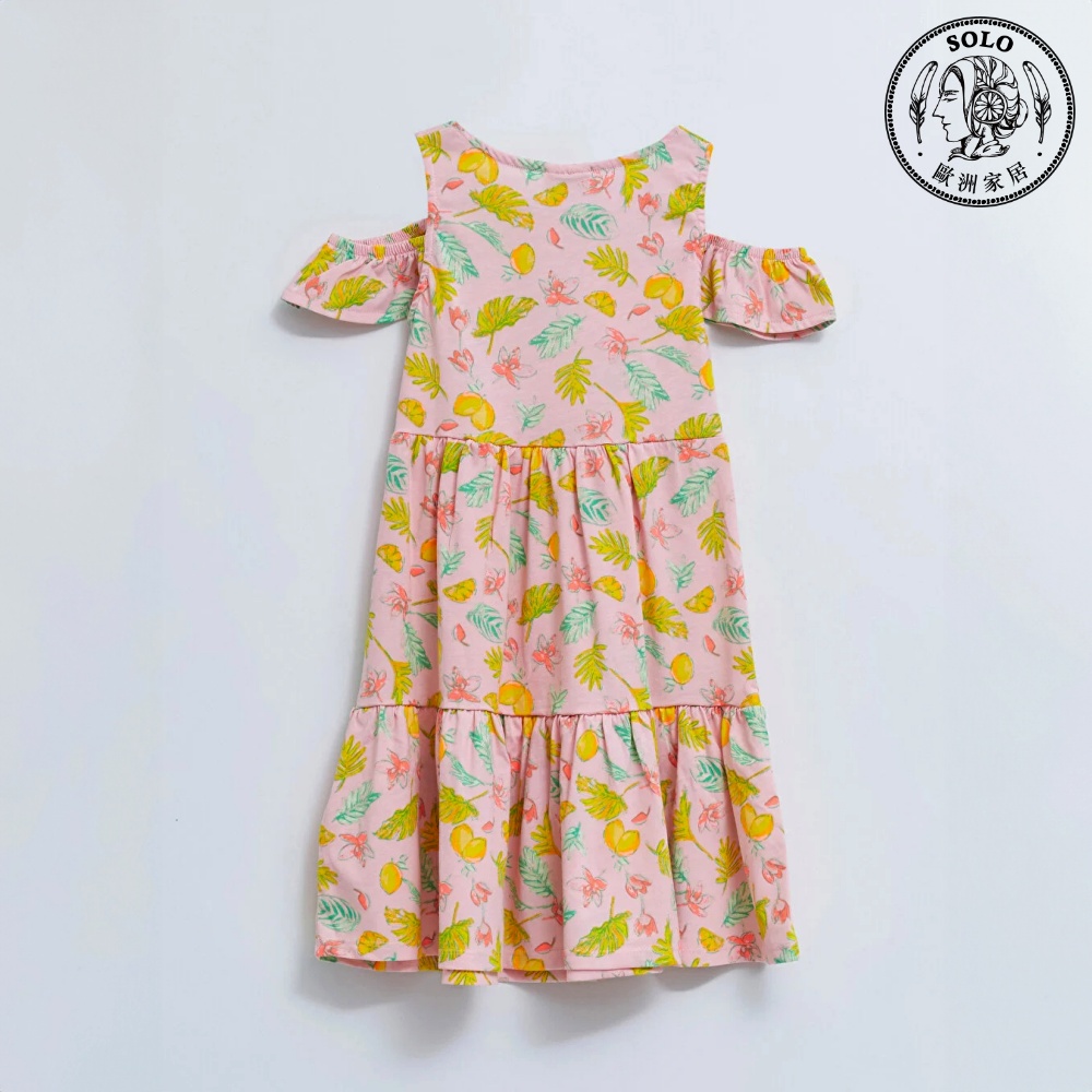 【SOLO Vintage】LCW Tropical Fruit Girls Sleeveless Dress Pure Cotton Pink Made in Turkey 12-13y, , large
