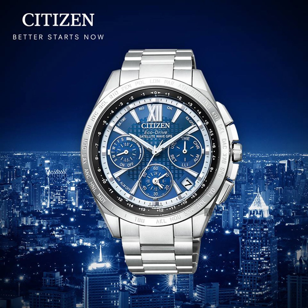 CITIZEN 星辰 限量 光動能鈦GPS衛星對時手錶-藍x銀/43mm CC9010-66L, , large