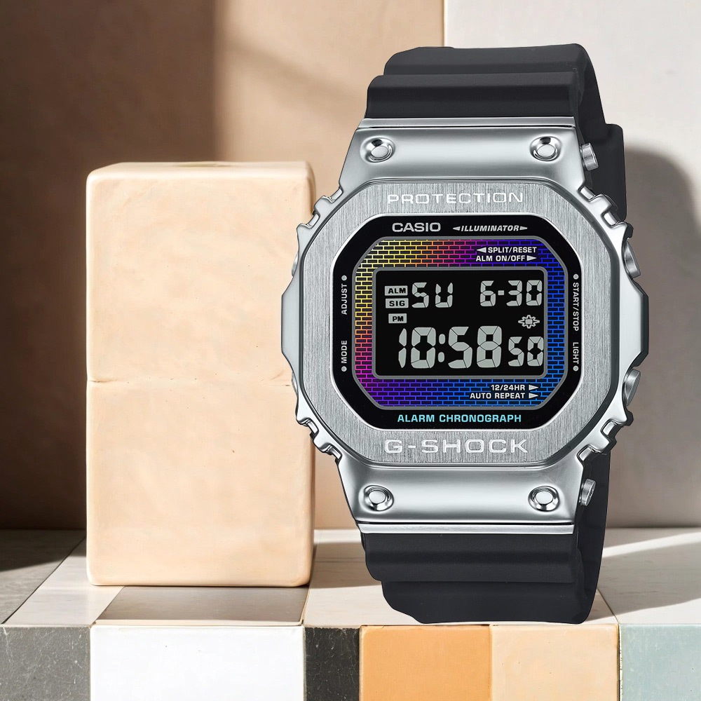 CASIO 卡西歐 G-SHOCK 彩色磚牆系列 電子錶 學生錶 GM-5600RW-1, , large