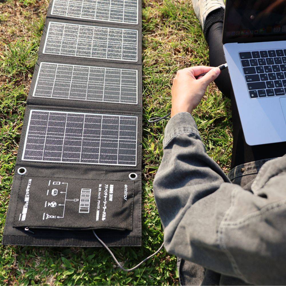 【emirai】High-mobility 30W adventure solar panel! Charge your phone and power bank with sunlight!, , large