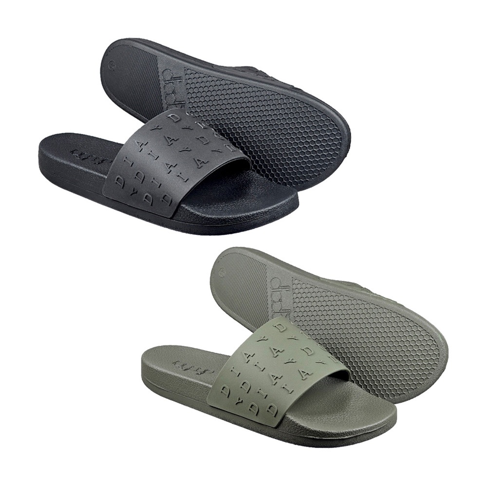 DIADORA迪亞多那 摩登時尚運動拖鞋 男鞋 簡約 素色 空氣感 不吸汗 好穿脫 柔軟 吸衝 耐磨 耐穿 防滑 綠 黑