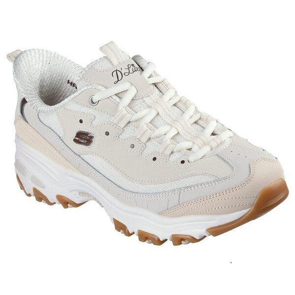 Kixpress-Skechers D'lites 女 運動休閒鞋 舒適 米 粉紅 [150537NTTP], , large