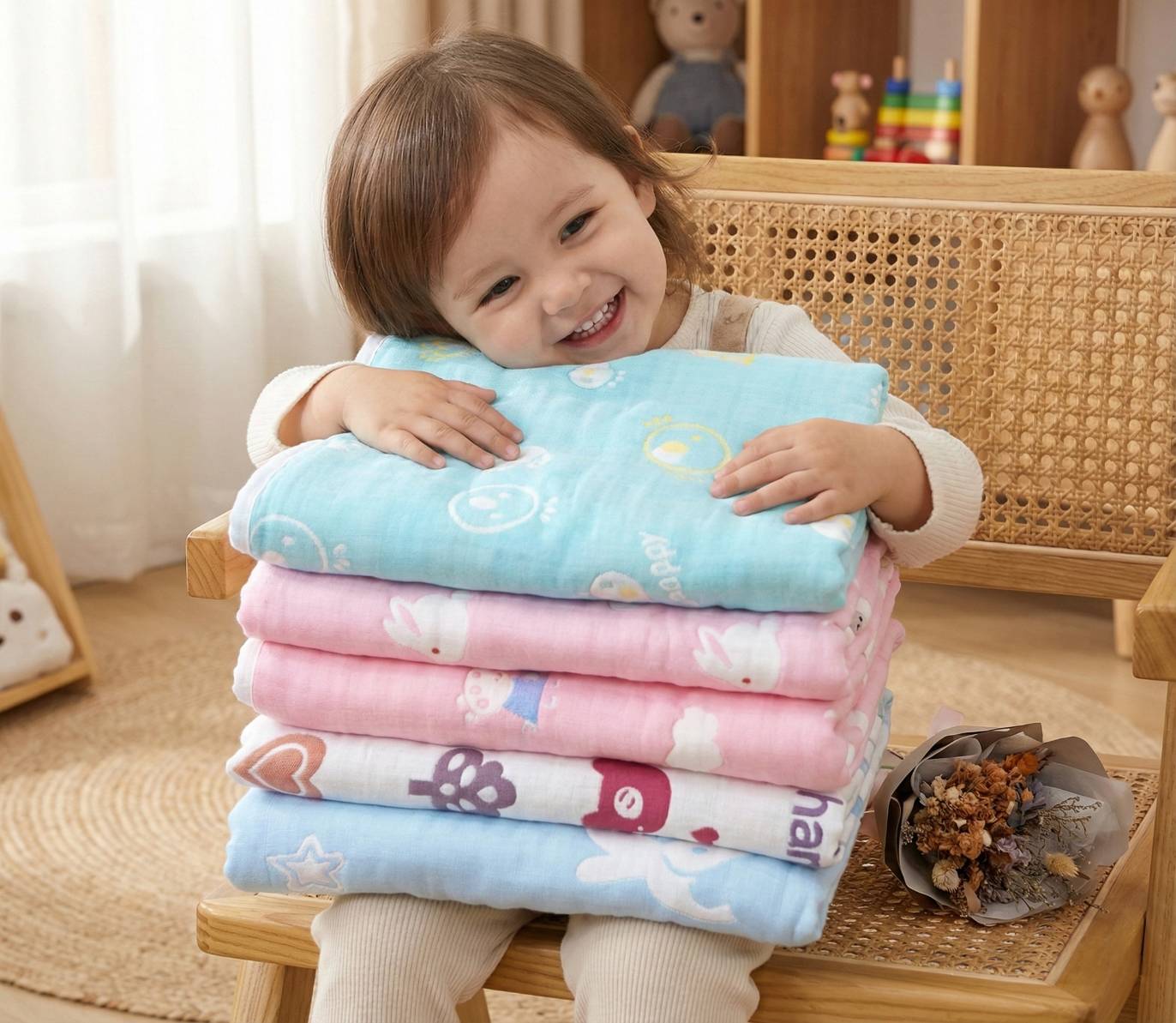 [Kaimei Cotton] Random and excellent six-layer yarn multi-purpose children's quilt/baby quilt/air conditioning quilt/gauze quilt multiple styles, , large