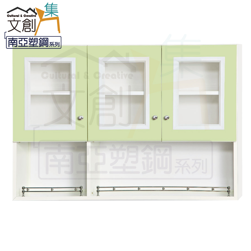 【文創集】艾羅 環保3.1尺南亞塑鋼三門中空吊櫃/置物櫃(客約商品), , large