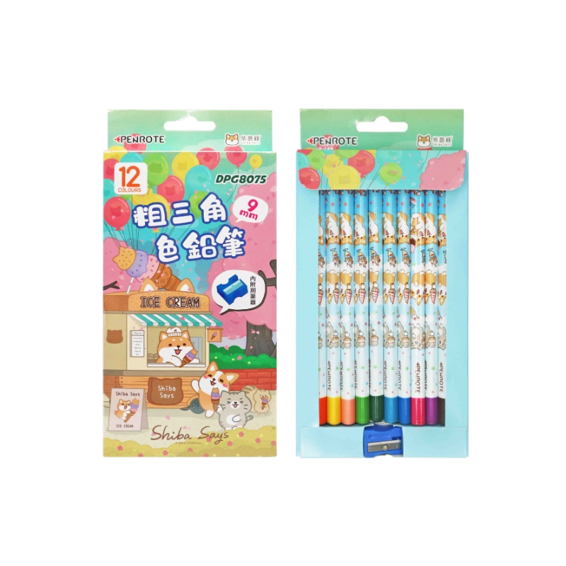 12-Color Thick Triangular Colored Pencils (DPG8075), , large