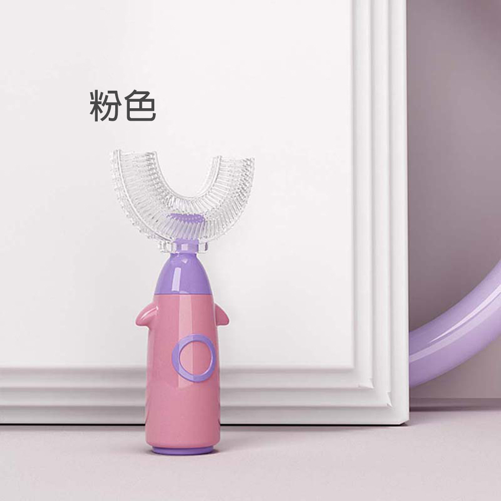 【JAR嚴選】萌趣火箭幼兒U型牙刷(加贈刷頭*2)-粉色, 粉色, large
