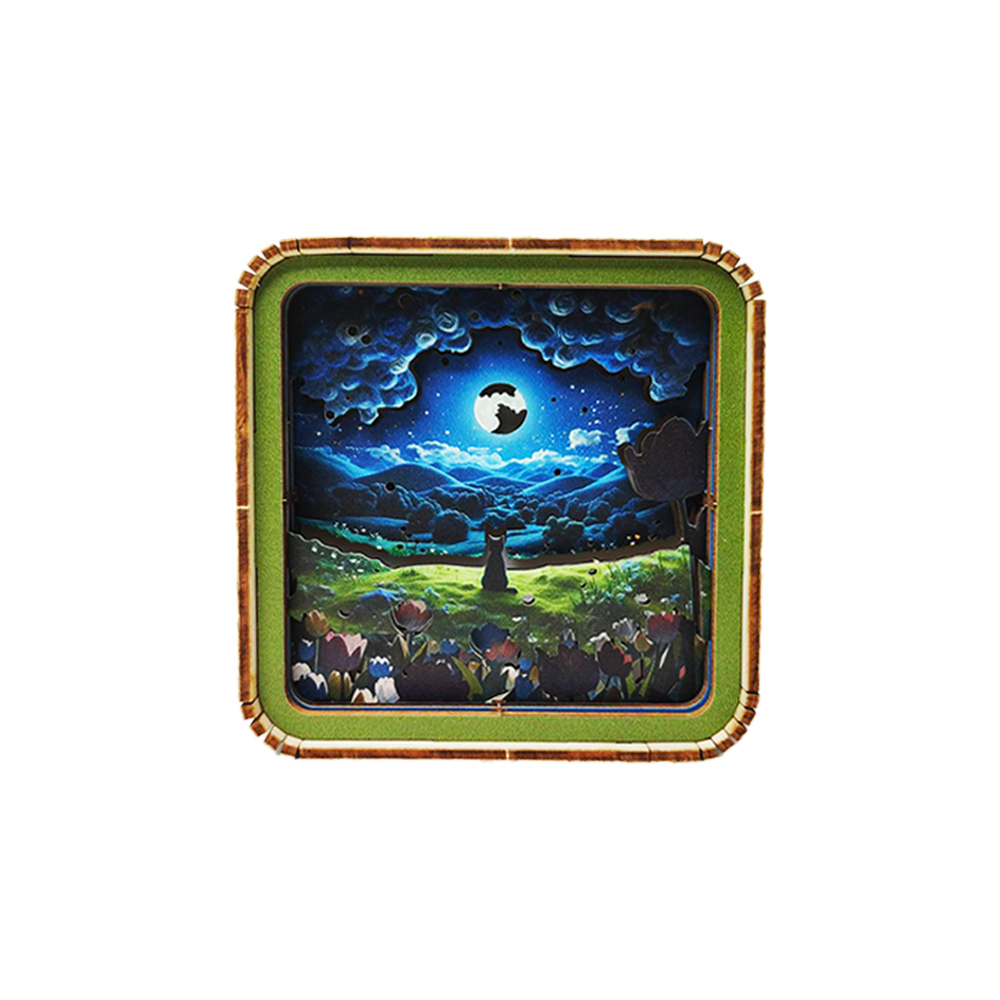 【上手家居】3D拼圖夜燈手做材料包 月色柔影(diy材料包/diy手作/手工材料包), , large