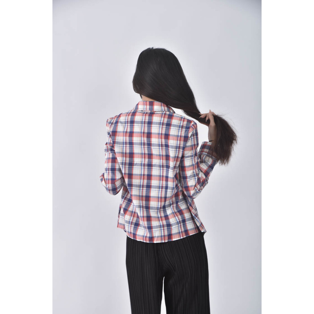 (M) natural beauty basic格紋藍色長袖上衣二手衣, , large