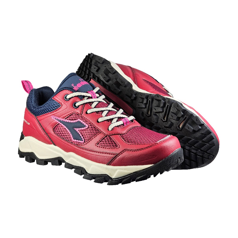 DIADORA迪亞多那 防潑水越野女鞋 女運動鞋 登山鞋 越野鞋 保護後跟 散熱 排濕 彈力 耐磨 防滑 耐走 紅 藍, , large