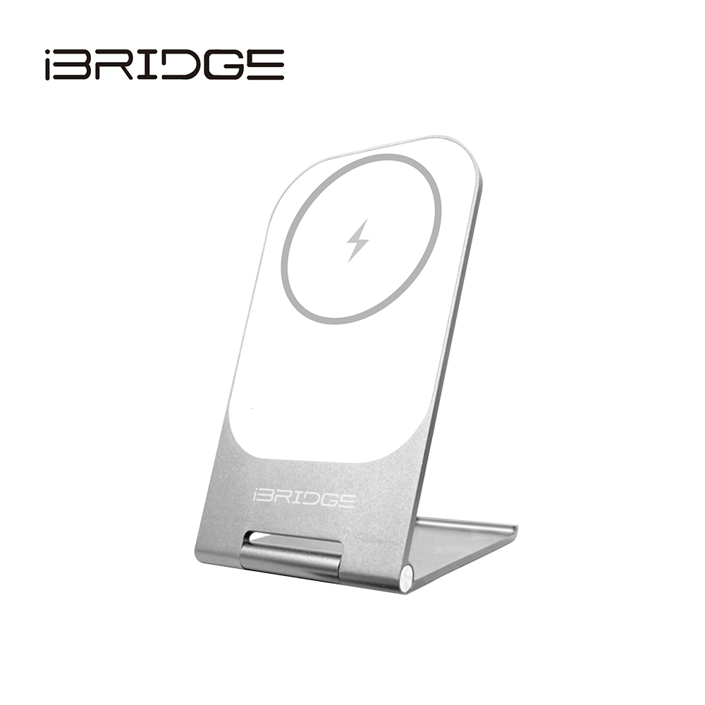 iBRIDGE 15W Ultra-thin Metal Stand Wireless Charger - White, , large