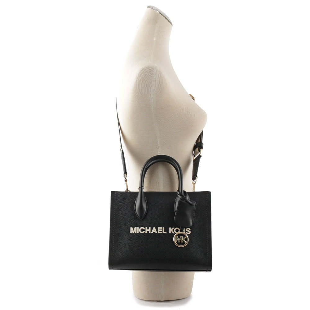 Michael Kors Mirella 荔枝皮革刺繡背帶小款二用托特包/黑色, , large