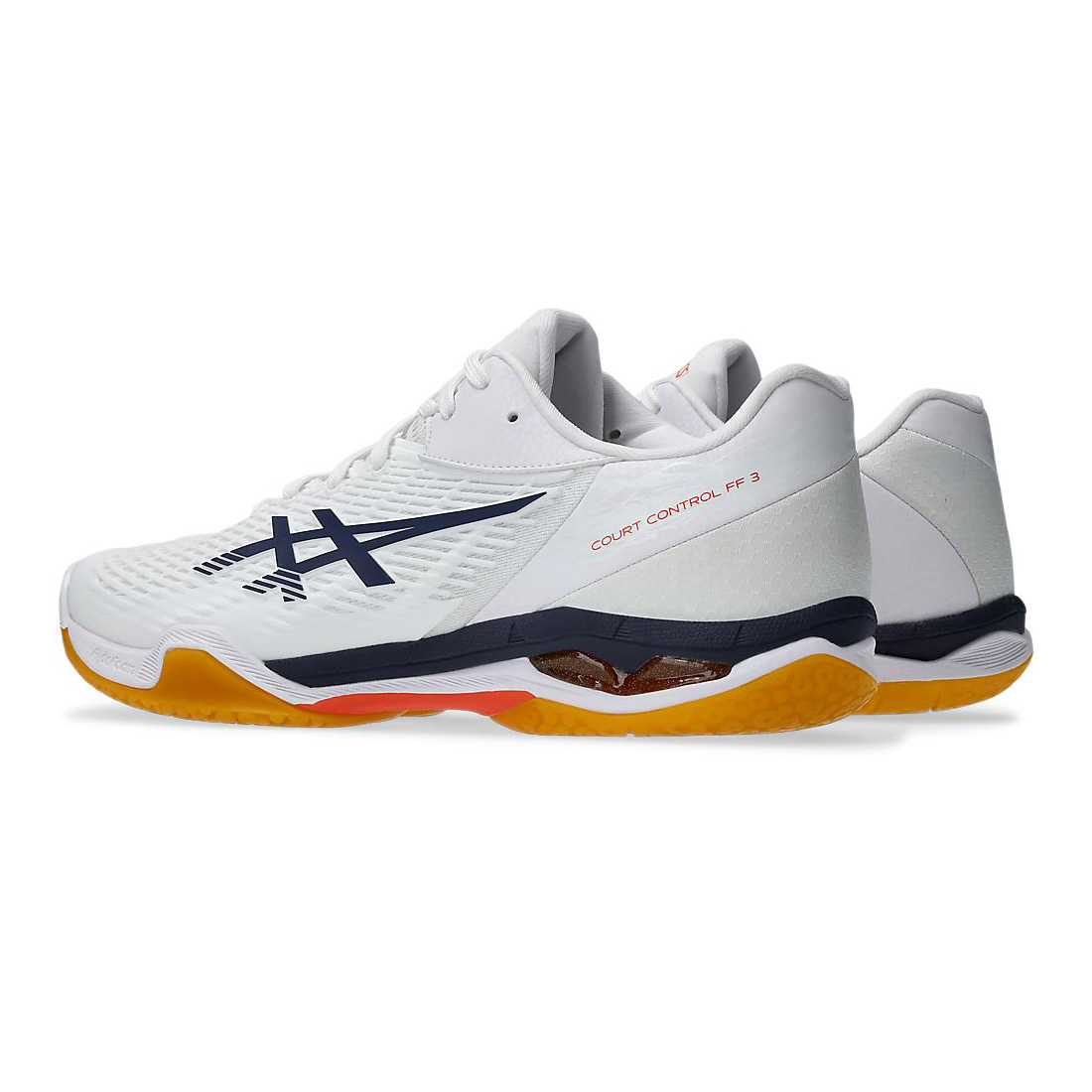 [秉宸] ASICS COURT CONTROL FF 3 室內羽球鞋 白黑橘 1071A087-100, , large