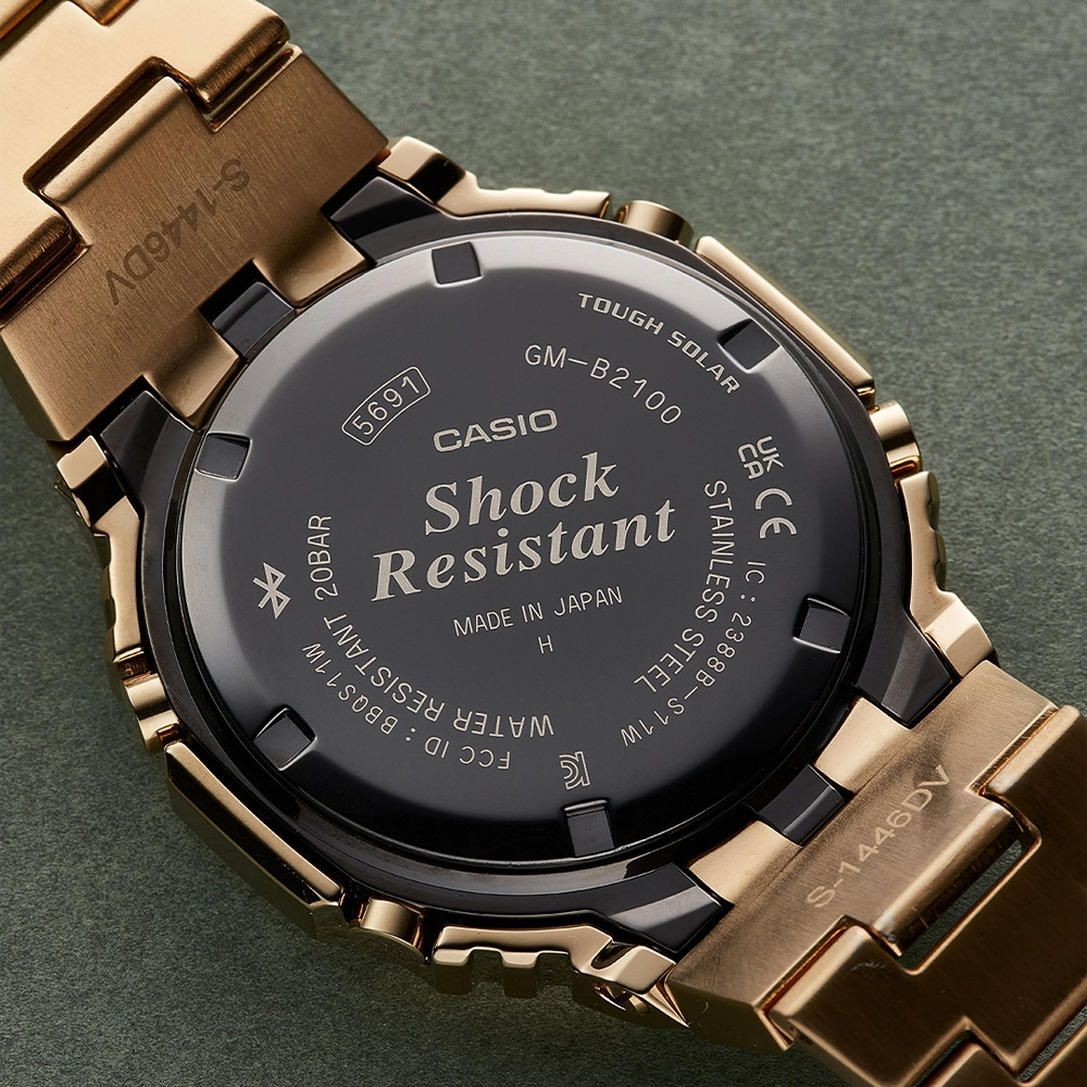 CASIO卡西歐 G-SHOCK 八角 全金屬版 太陽能藍芽雙顯手錶-金 GM-B2100GD-9A, , large