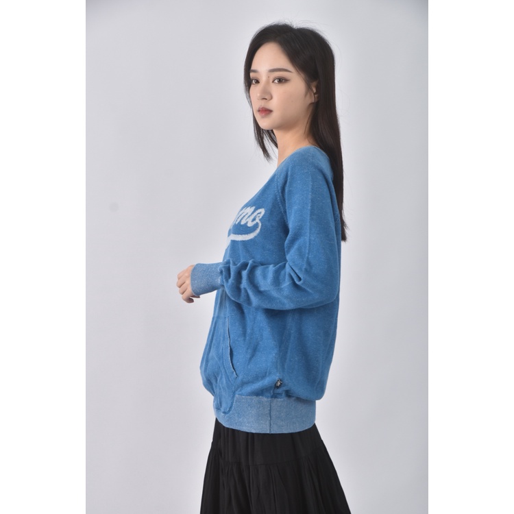 (S) euro como質感棉質純棉藍色長袖上衣二手衣, , large