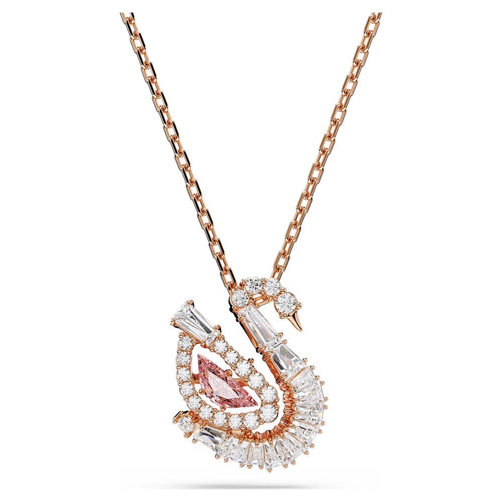 SWAROVSKI 施華洛世奇 Swan 天鵝優雅律動 粉紅色水晶項鍊(5732414), , large