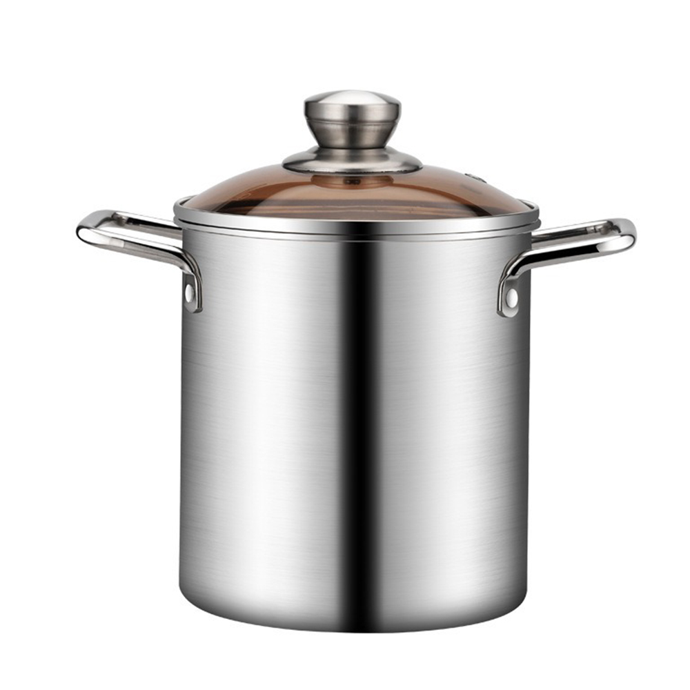 3L 304 Stainless Steel Deep Fryer with Double Handles, Includes Strainer and Clips, Deepened Straight-Cylinder Body, , large