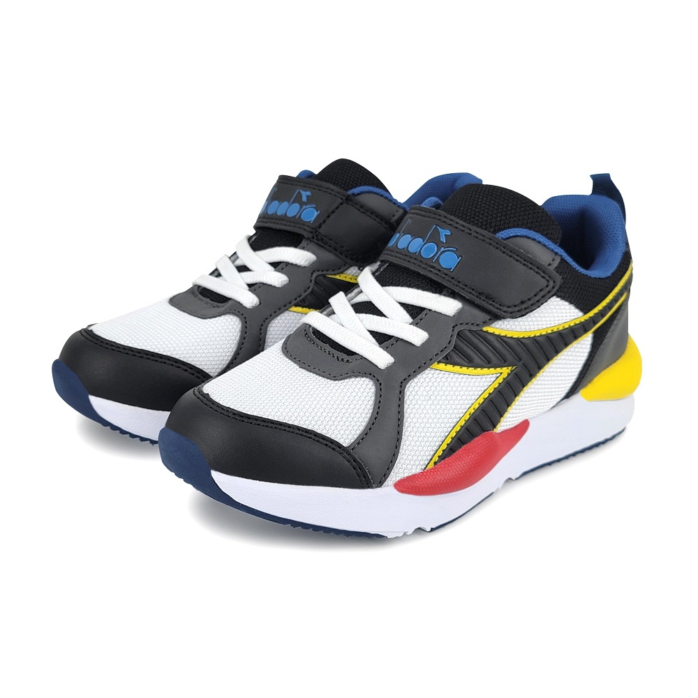 DIADORA迪亞多那 經典復古潮流童鞋 童運動鞋 魔鬼氈 寬楦 康特杯 輕量 吸震 減壓 抗菌 除臭 防滑 黑白 白粉, , large