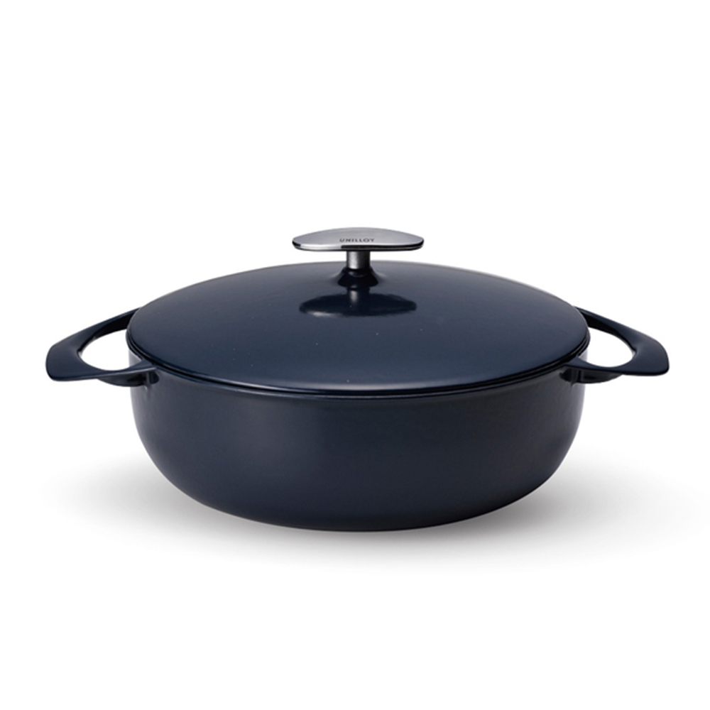 Unilloy Ultra-Light Enameled Cast Iron 24cm Shallow Pot - Simple White, , large