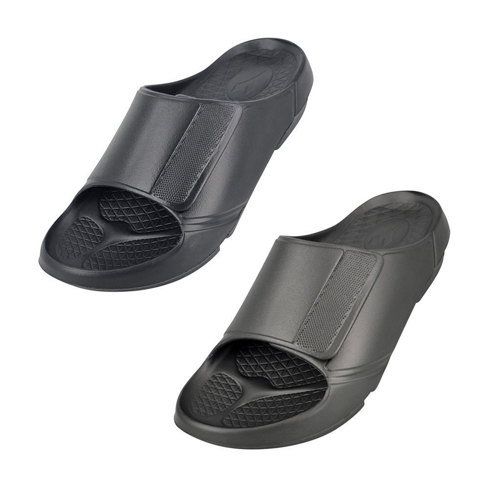 DIADORA迪亞多那 紓壓厚底拖鞋 MIT台灣製造 休閒 運動 簡約 素色 魔鬼氈 彈力 足弓支撐 舒壓 防滑 黑 灰