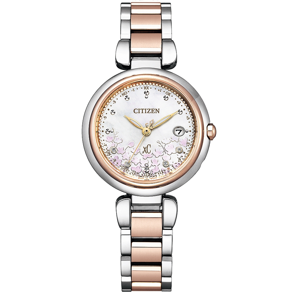 CITIZEN 星辰 XC 櫻吹雪限定 鈦 光動能電波女錶 ES9465-68W, , large