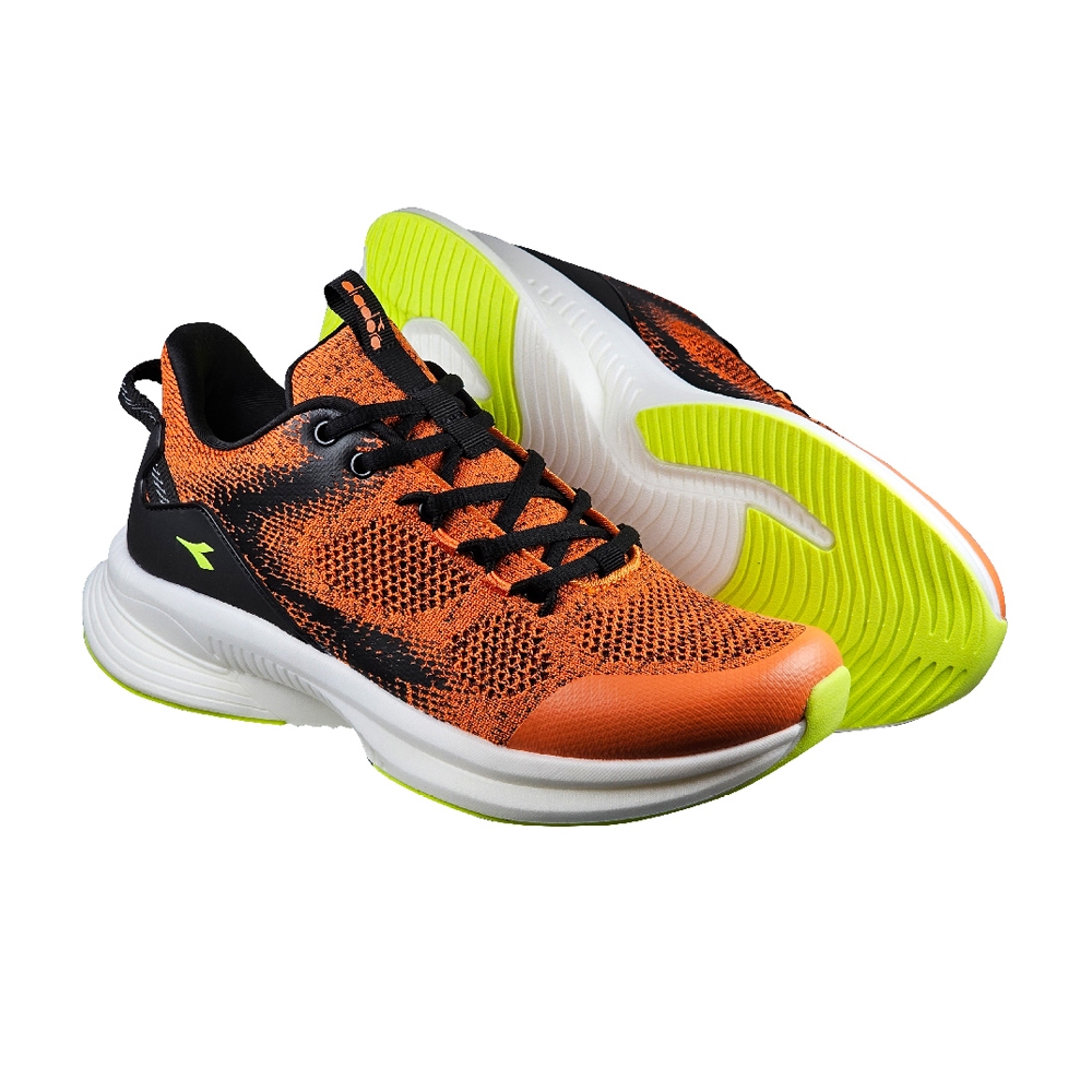 DIADORA迪亞多那 專業輕量慢跑鞋 男運動鞋 男鞋 戶外鞋 反光 混紗 透氣 飛織 Q彈 氣墊乳膠鞋墊 止滑 桔 灰, , large