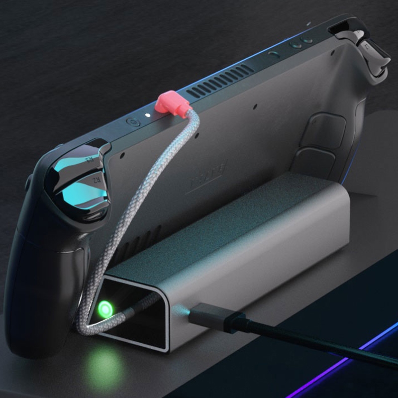 iPlay Steam Deck 充電底座 支援45W快充 自帶編織充電線 體積小散熱佳 金屬質感 防滑設計 現貨供應, , large