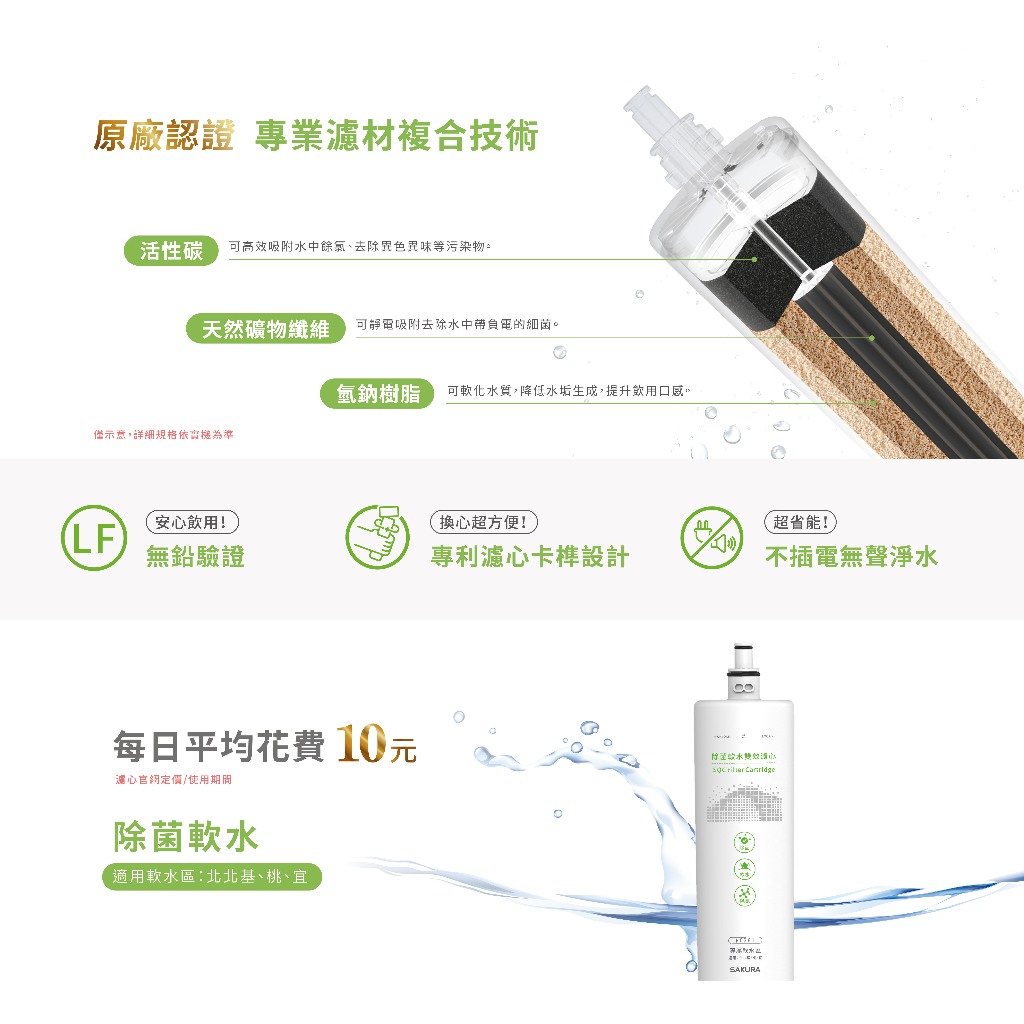 【麗水生活】SAKURA 櫻花 P0771 快捷高效淨水器 雙效複合, , large
