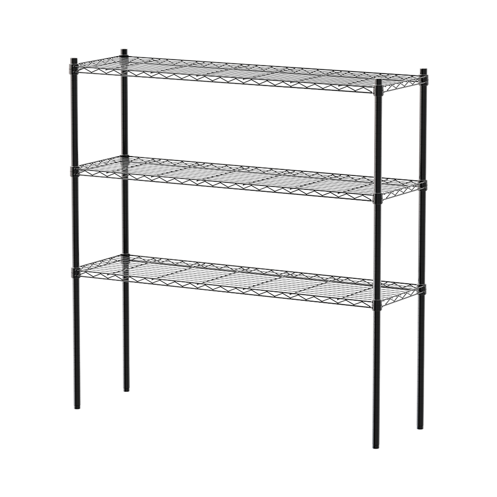 【Y HOUSE】120x35x120cm Lightweight Three-layer Iron Rack Iron Rack Shelf - Painted Black, , large