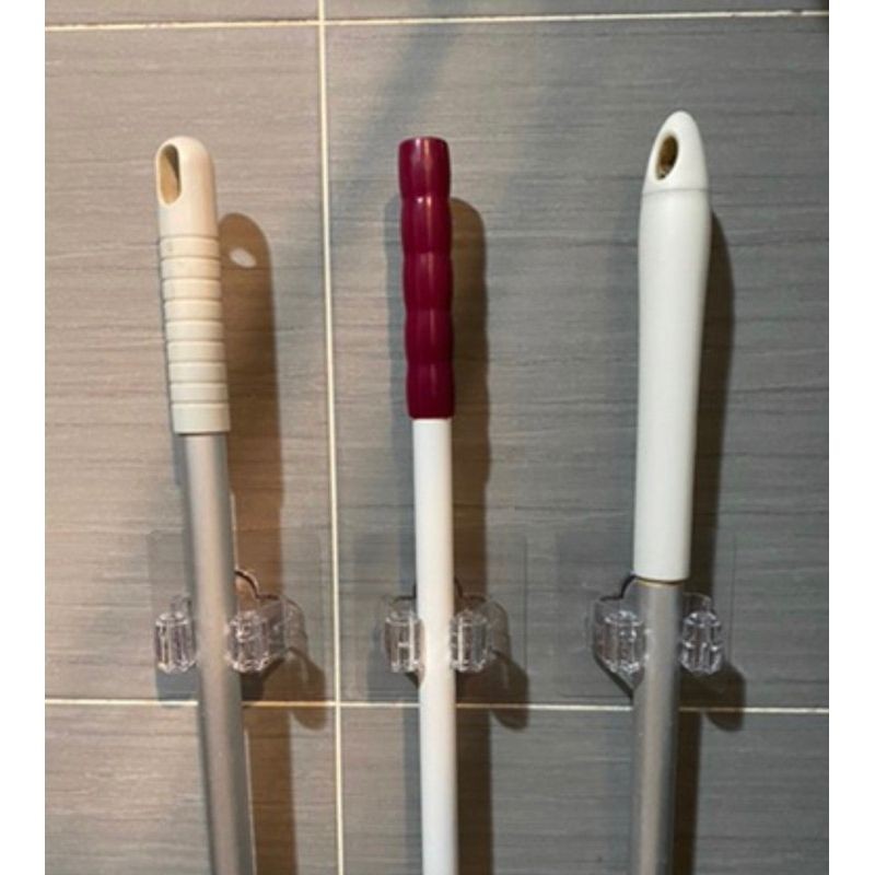 [Beargood sticker] Transparent Mop & Broom Holder (Strong Adhesive), , large